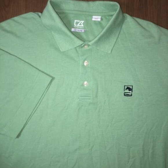 Cutter & Buck CB DryTec Green Golf Polo Shirt Men's Large W Horse Embroidery - Picture 1 of 7